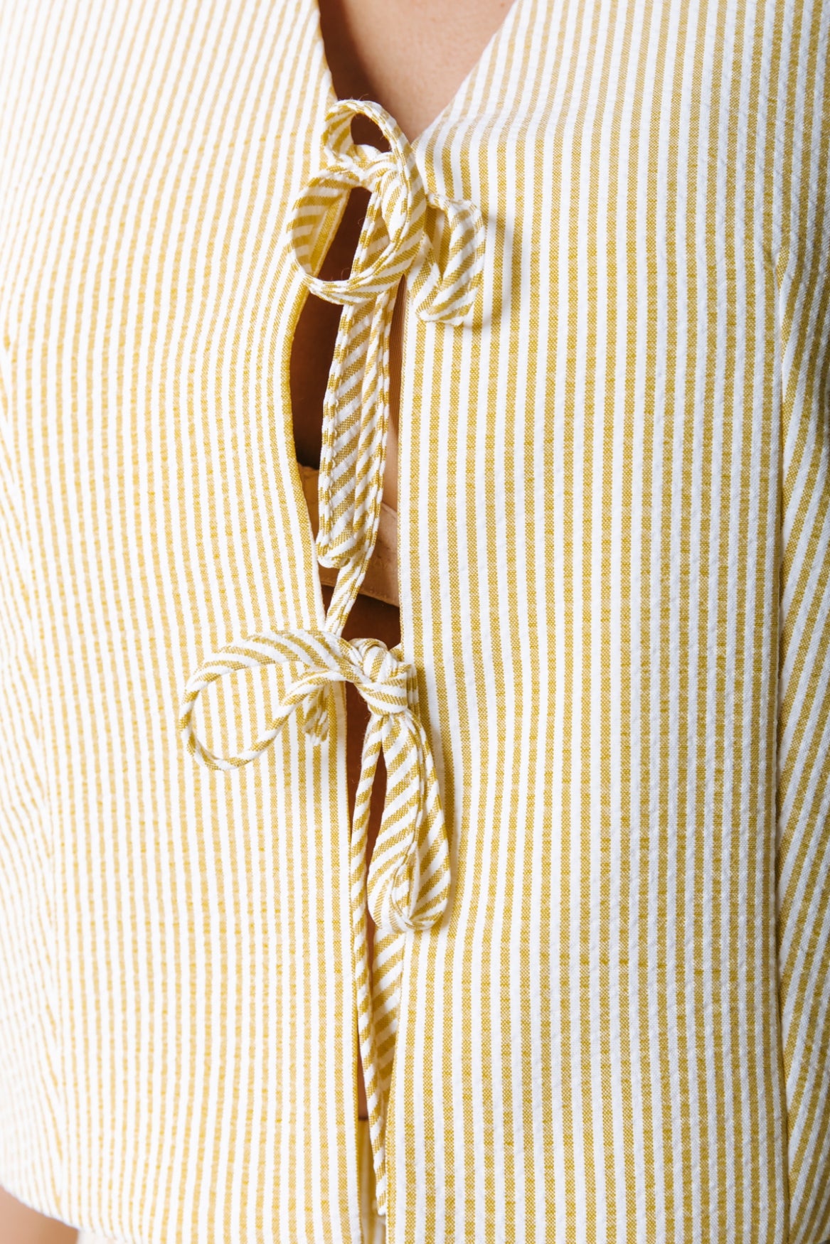 Ginger Stripe Bow Gilet | Soft yellow