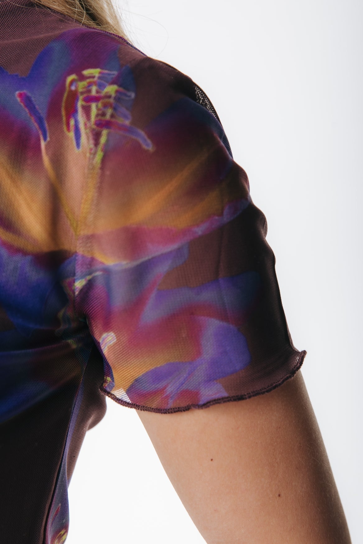 Nina Flower Mesh Short Sleeve Top | Multicolor