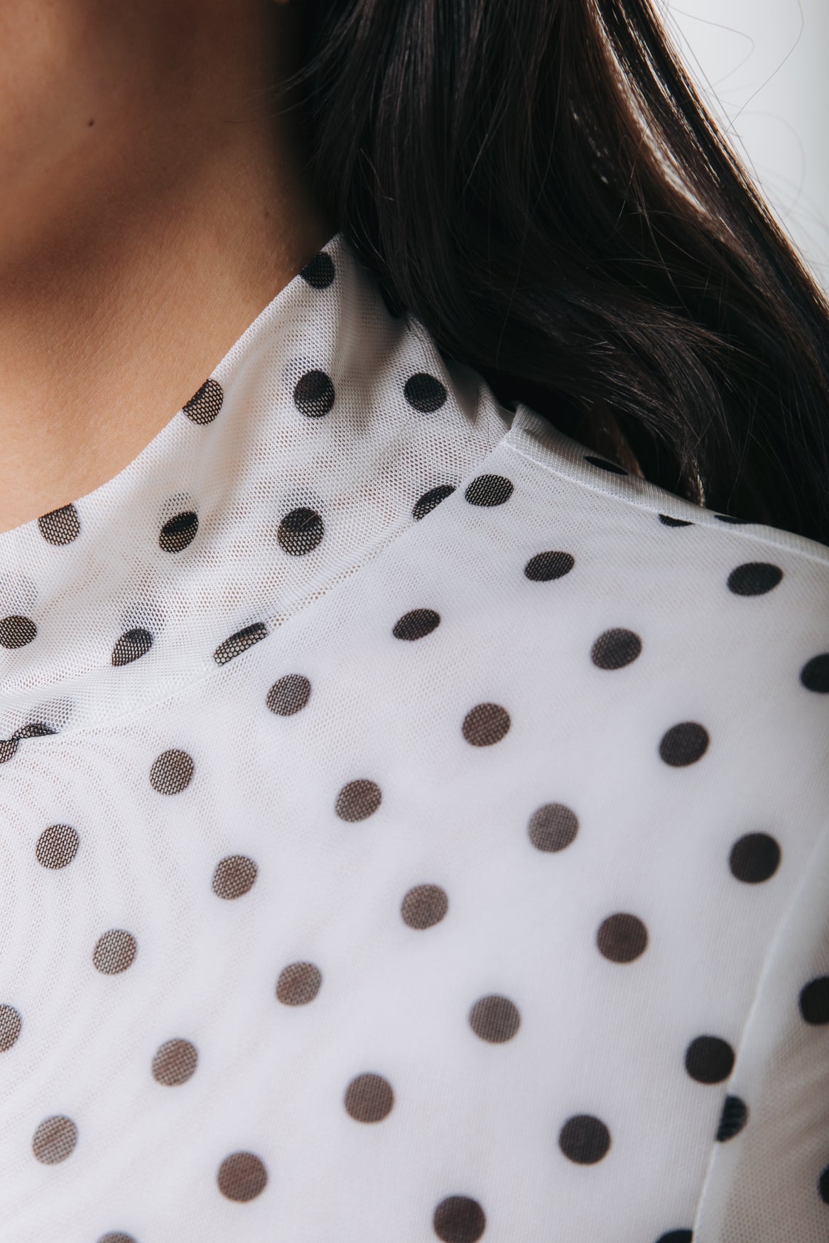 Neyo Dots Mesh Top | White