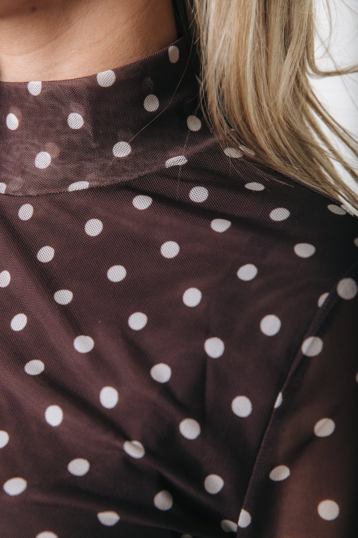 Neyo Dots Mesh Top | Brown