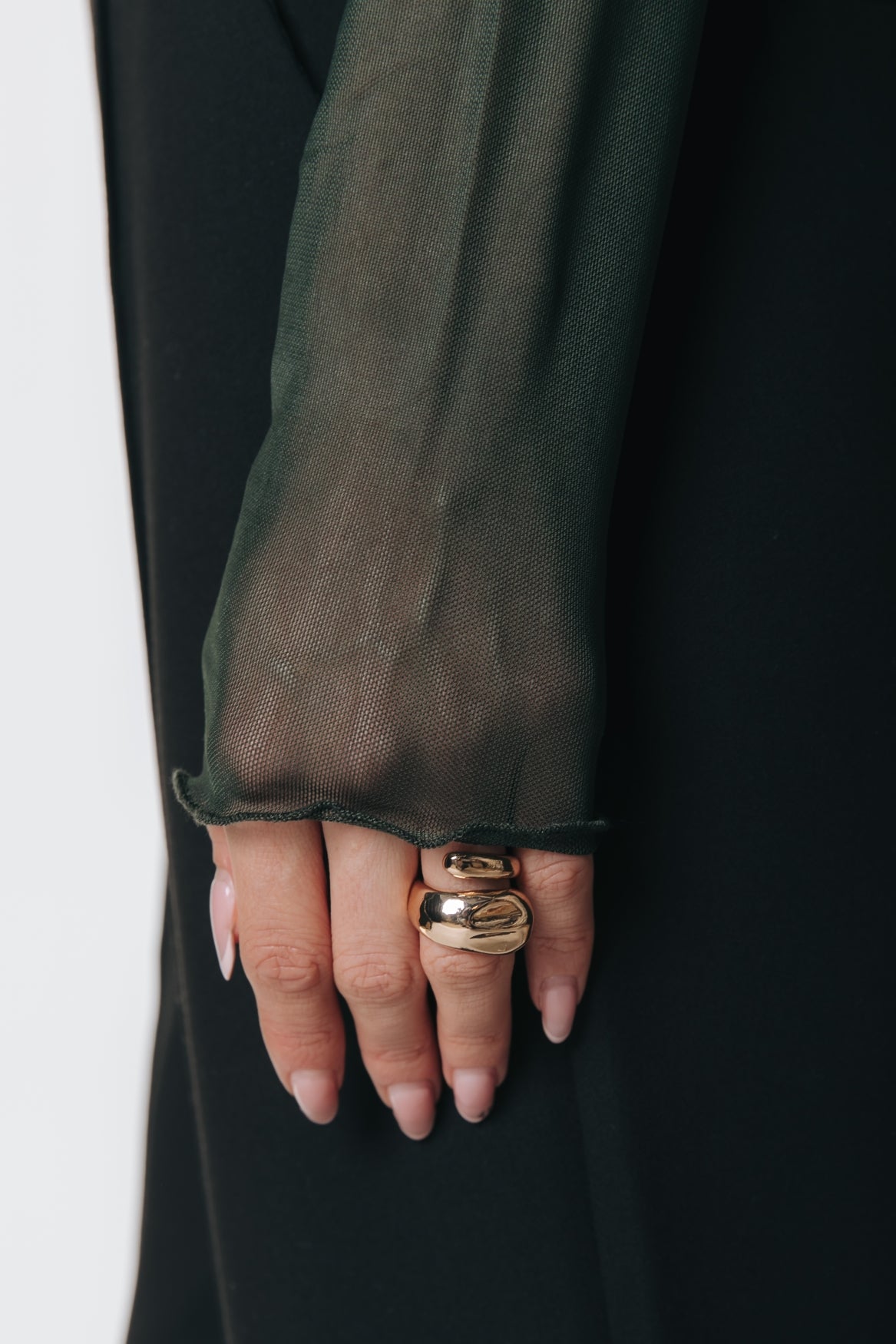 Mesh Turtleneck Top | Dark green