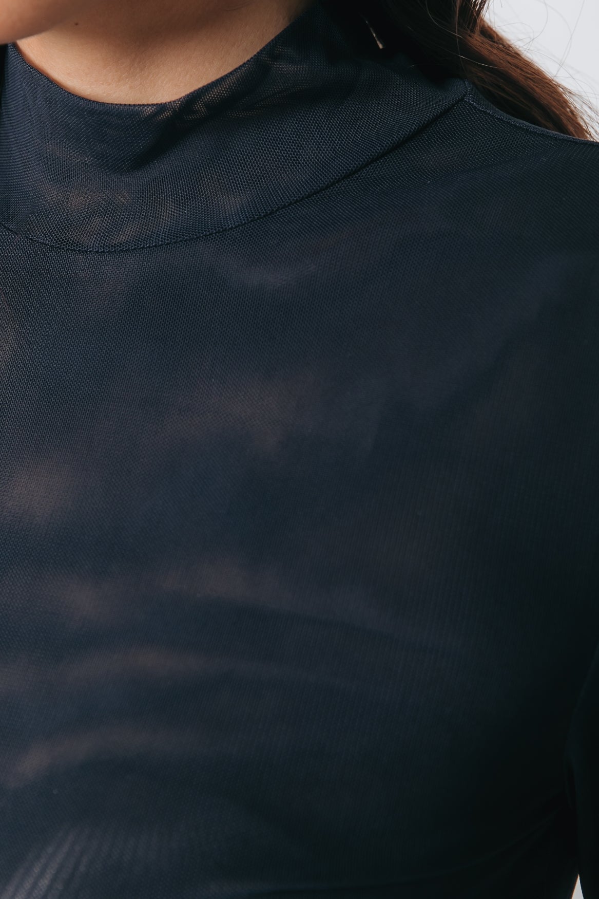 Mesh Turtleneck Top | Dark Navy