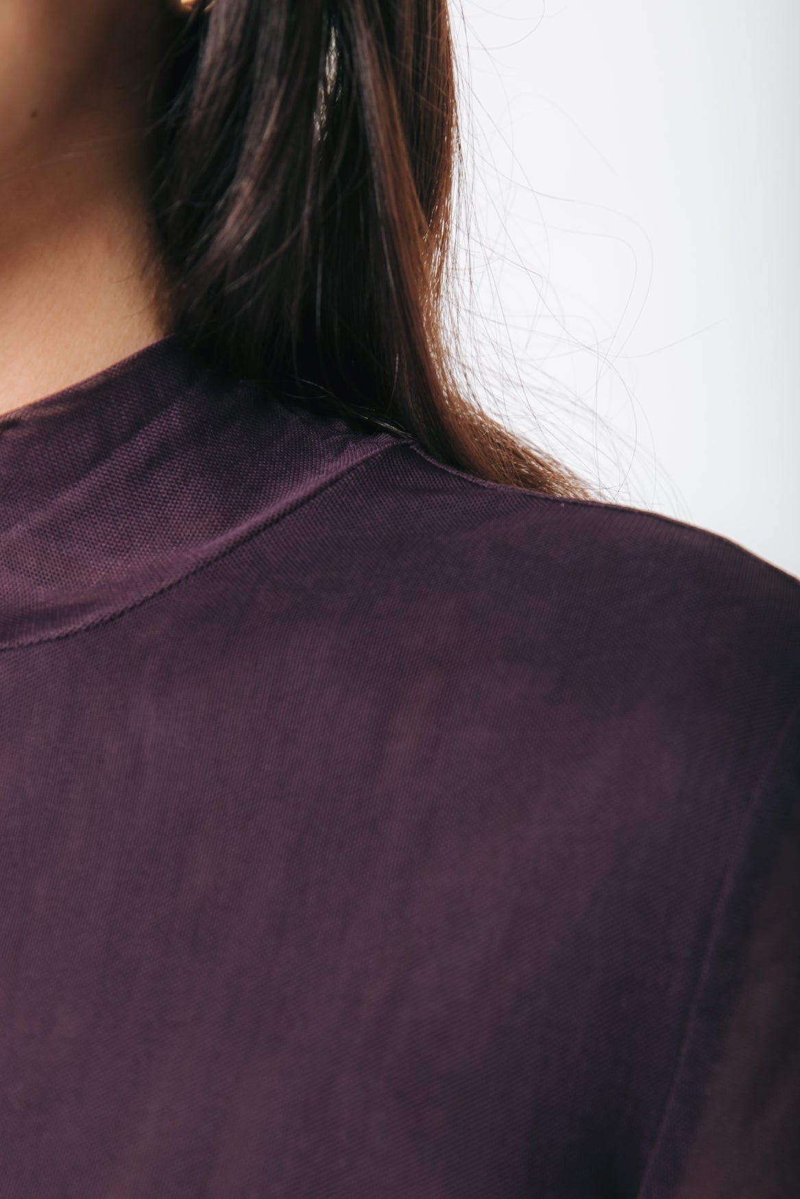Mesh Turtleneck Top | Dark purple