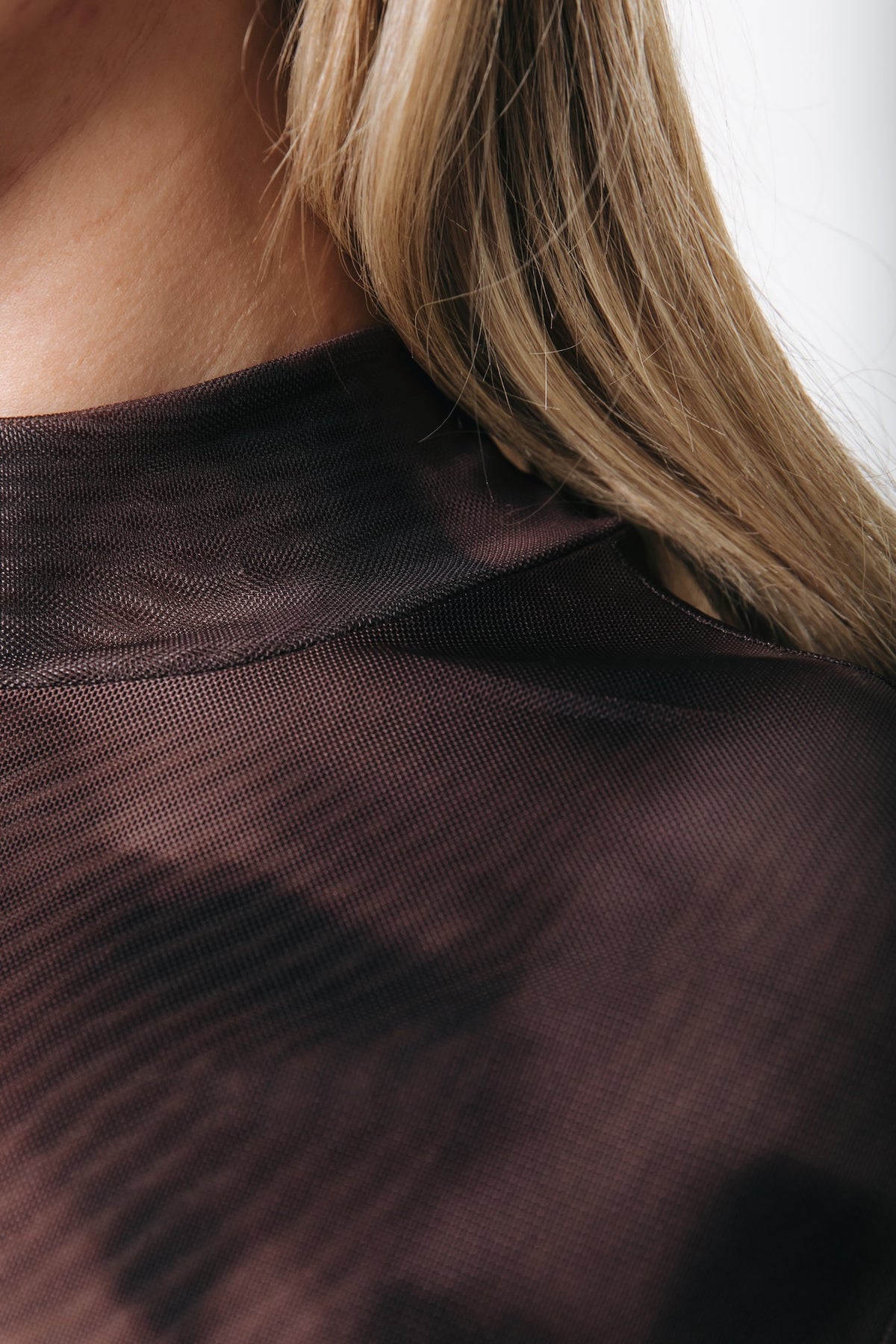 Neyo Swirl Mesh Turtleneck Top | Brown