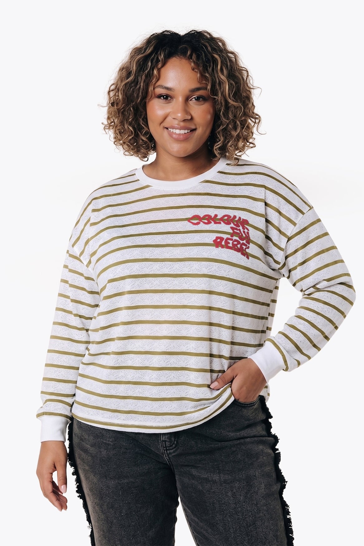 Striped Lace Longsleeve | Green / White