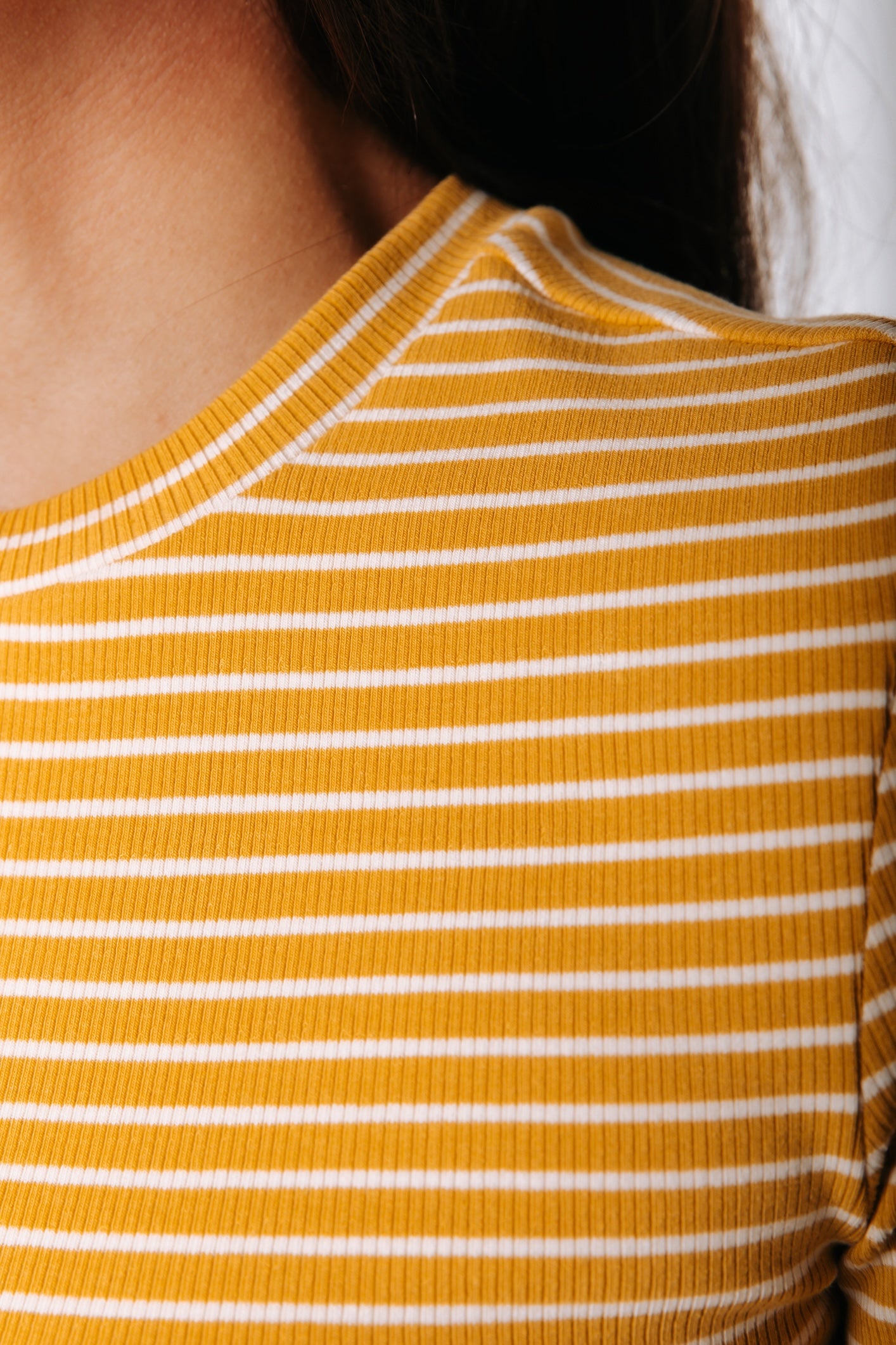 Jessie Stripe Rib Top | Yellow/White