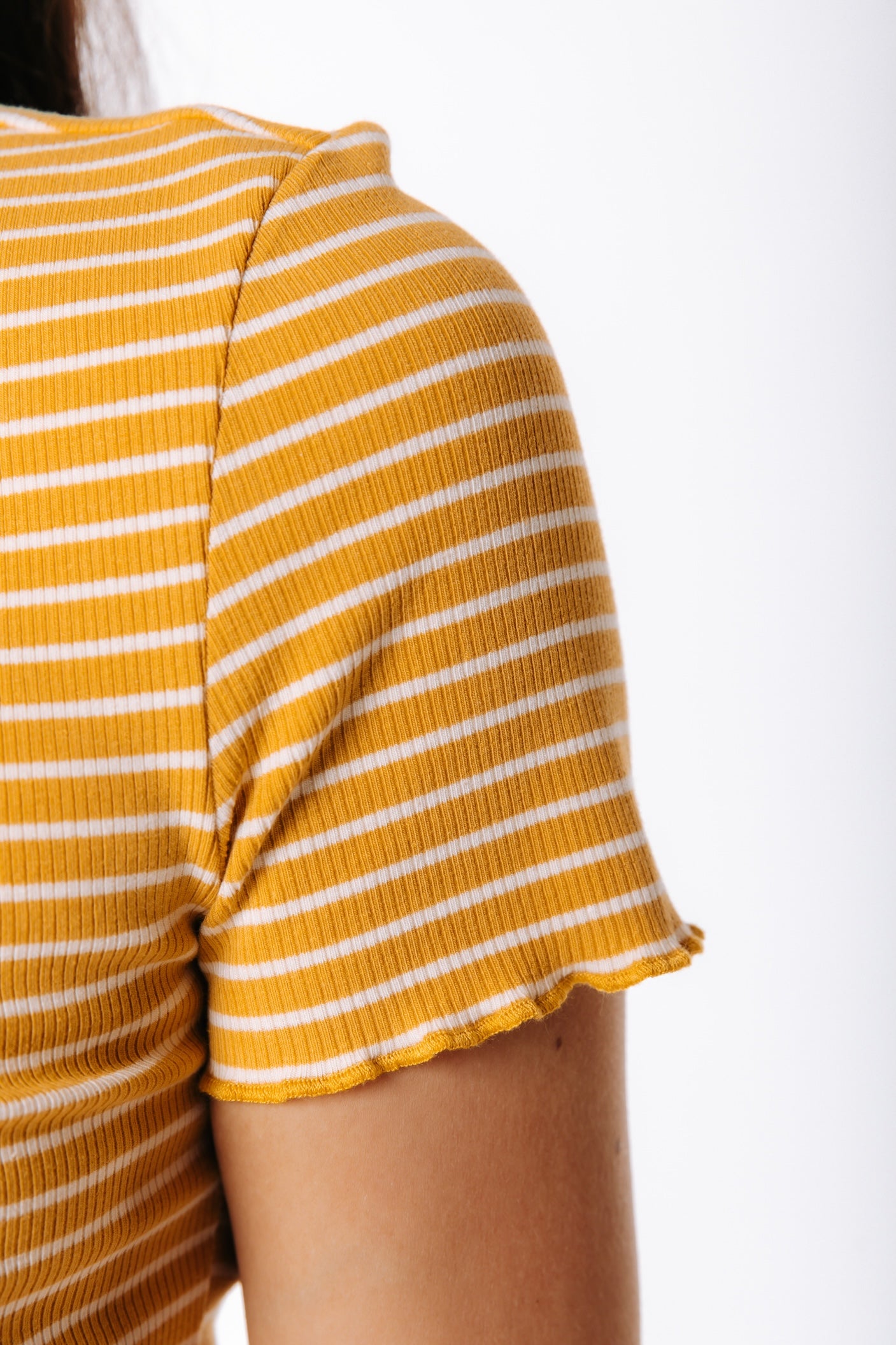 Jessie Stripe Rib Top | Yellow/White