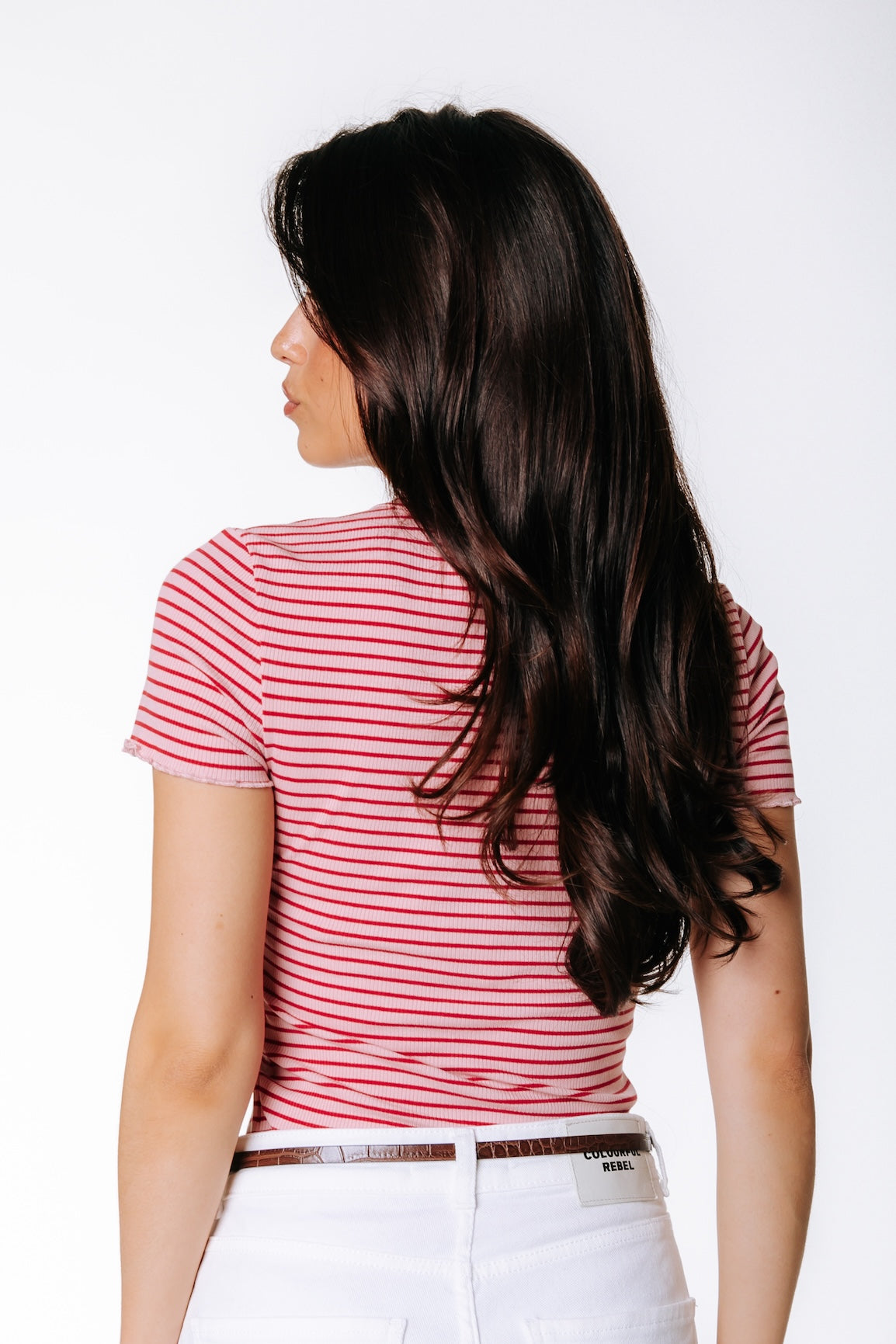 Jessie Stripe Rib Top | Pink / Red