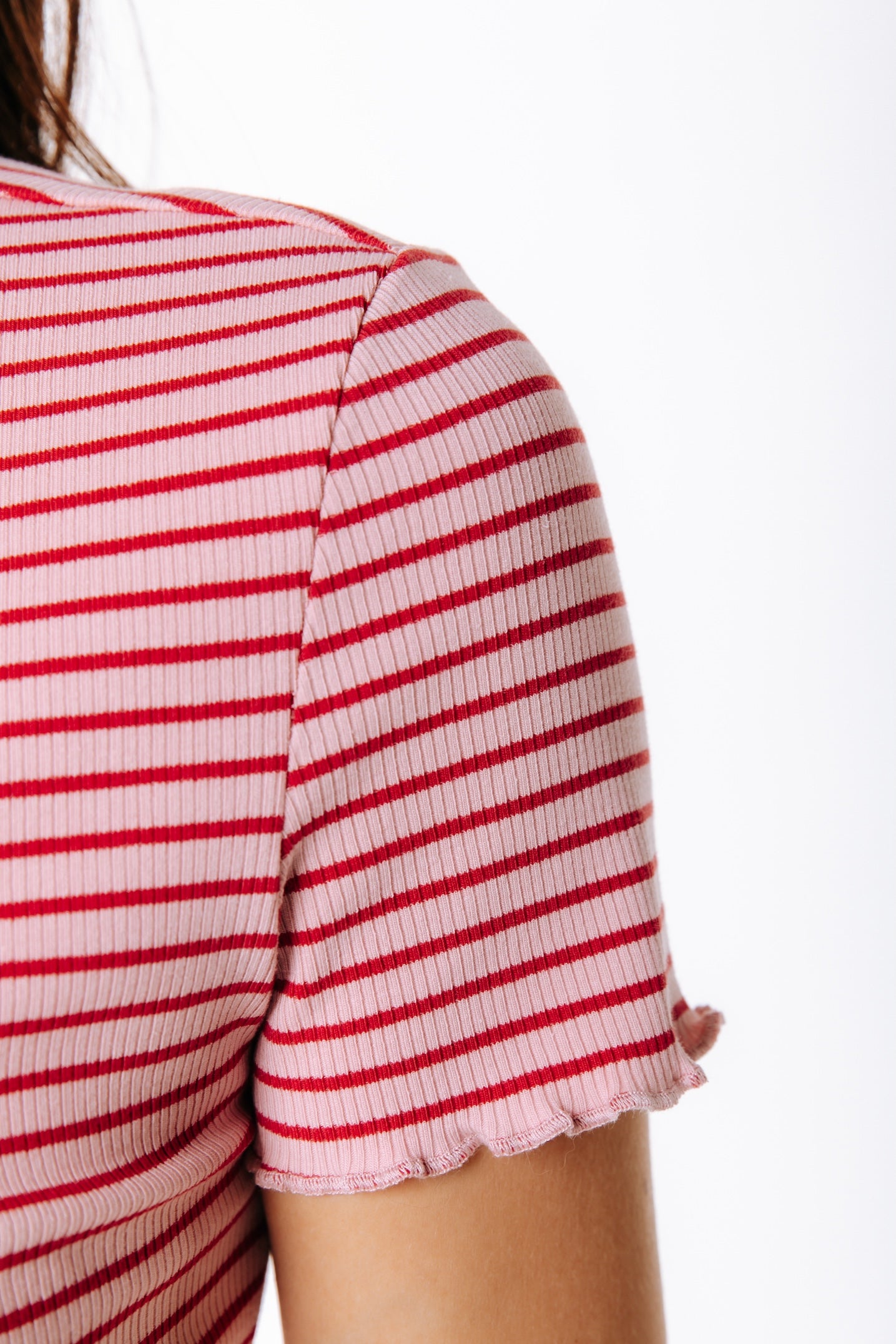 Jessie Stripe Rib Top | Pink / Red