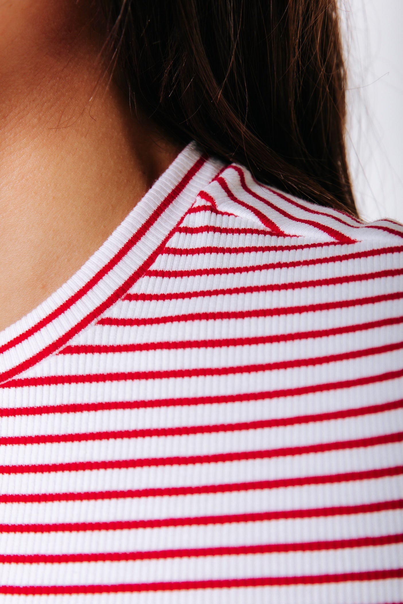 Jessie Stripe Rib Top | White/Red