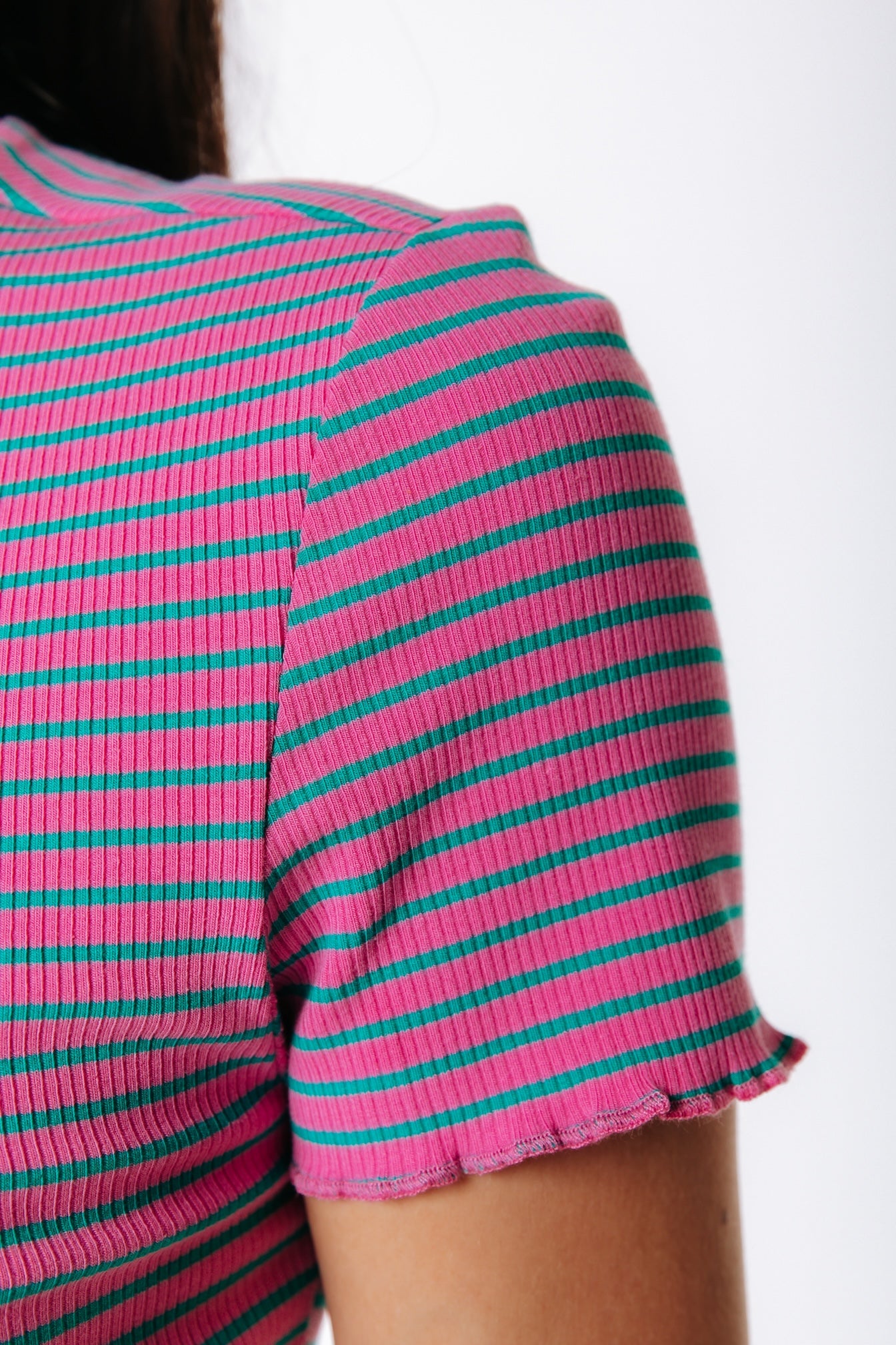 Jessie Stripe Rib Top | Pink/Green