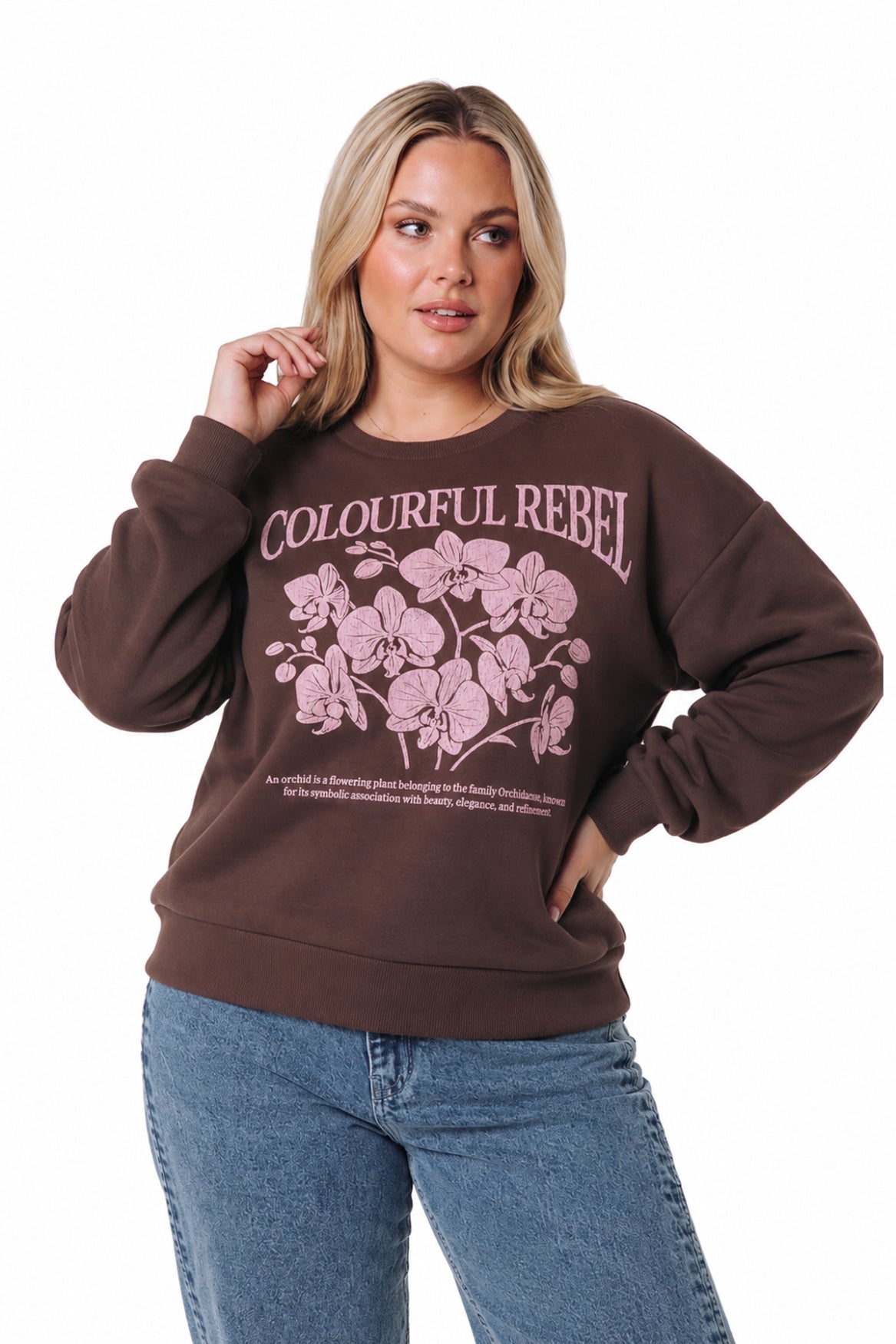 Flower Crack Print Sweat | Brown