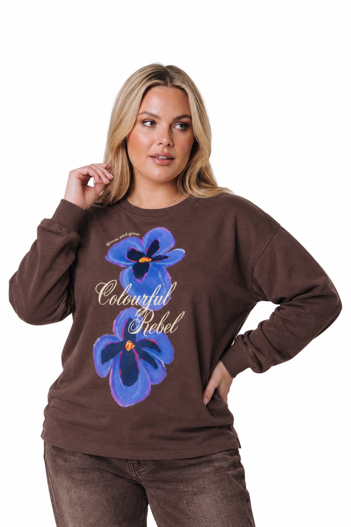 Handpainted Flowers Longsleeve | Brown