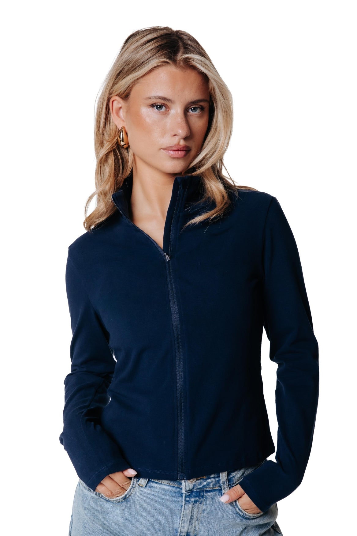 Fitted Full Zip Top | Dark Navy