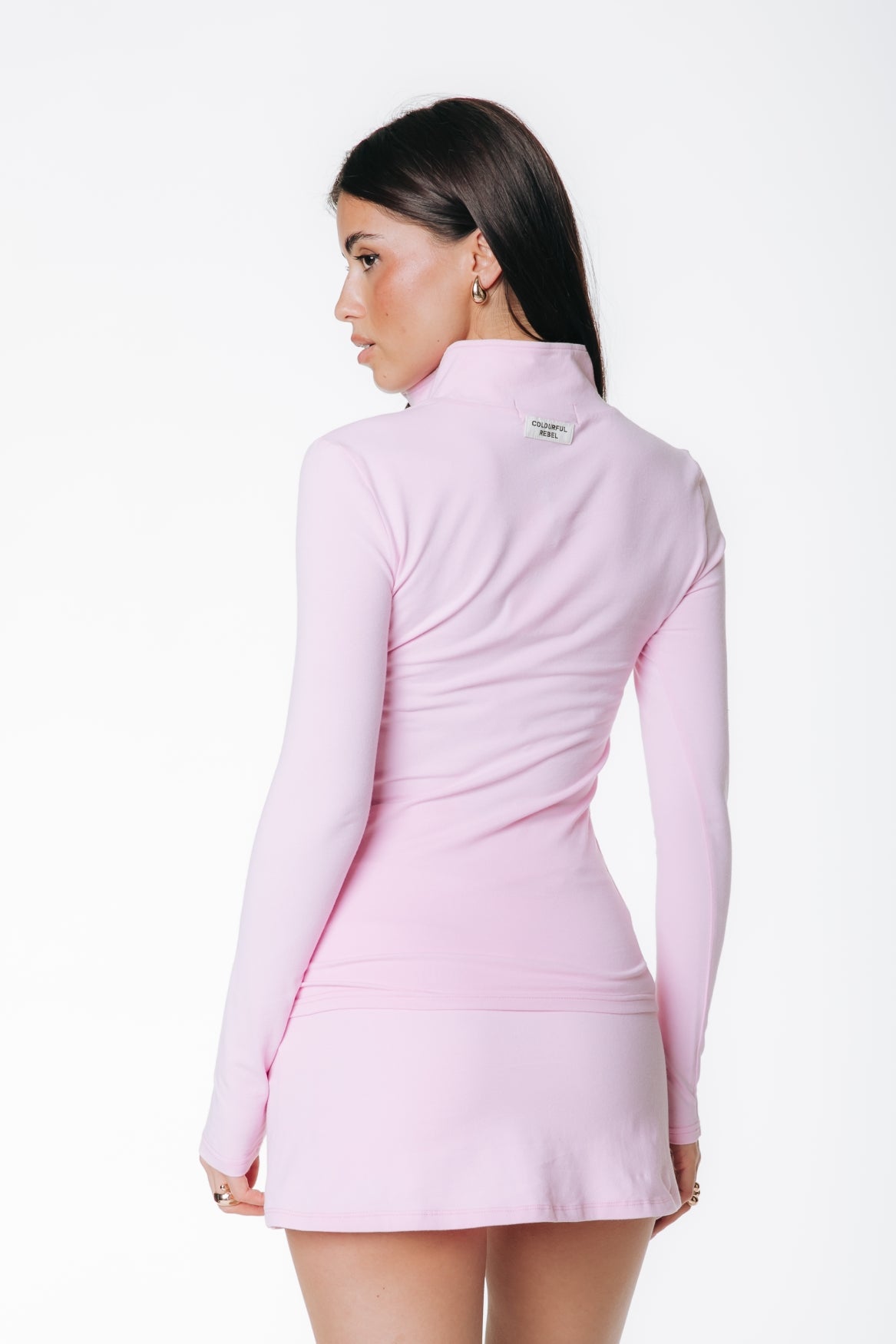 Fitted Full Zip Top | Soft pink