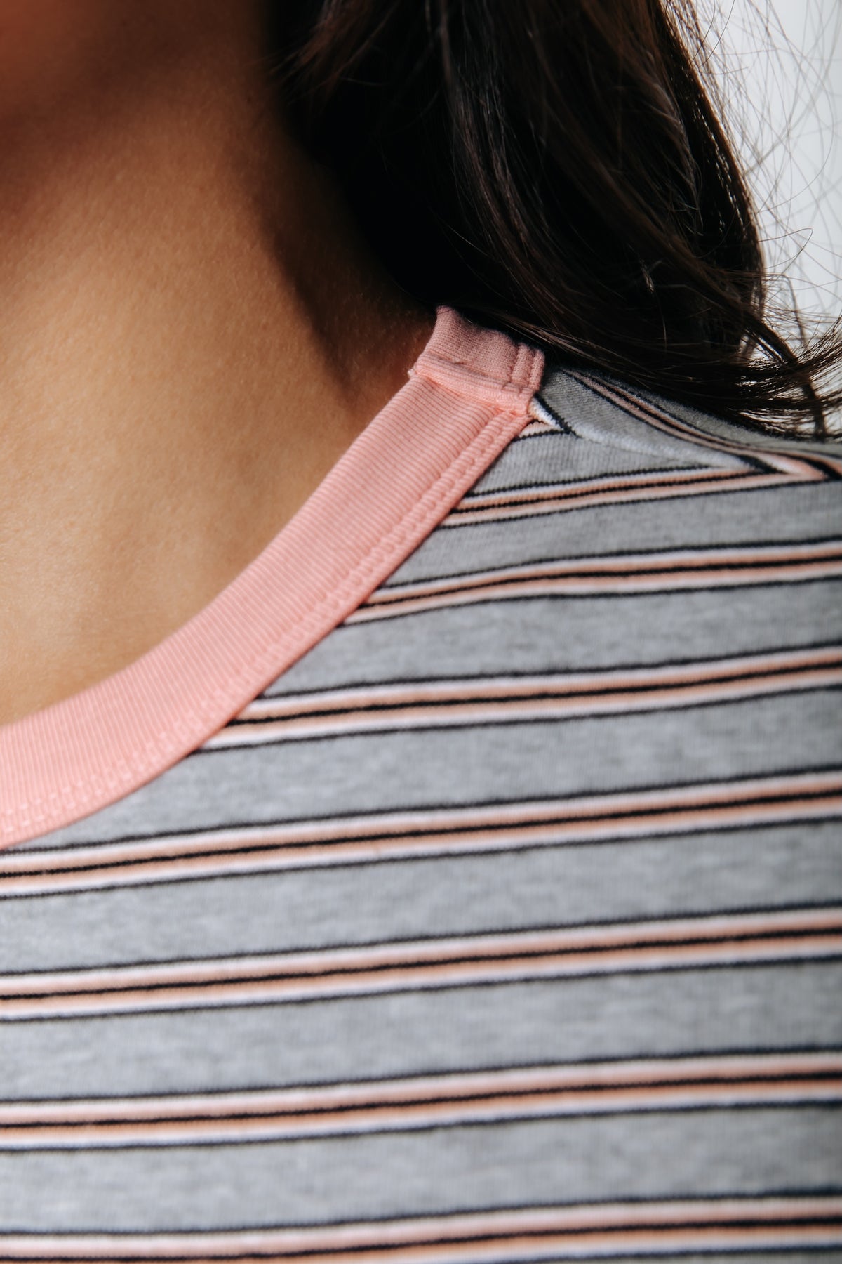 Livy Stripe Longsleeve | Grey / Coral