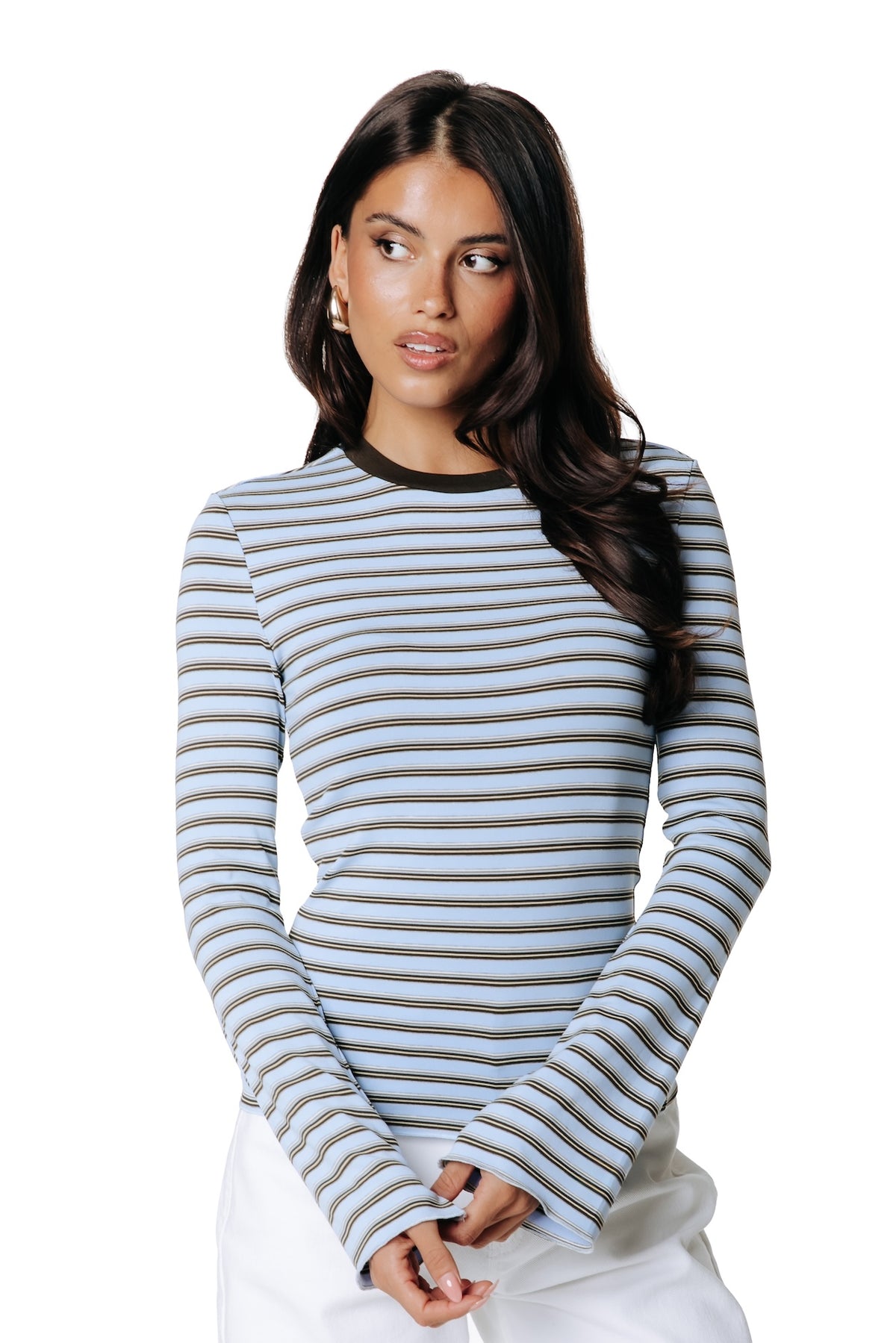 Livy Stripe Longsleeve | Light Blue / Brown