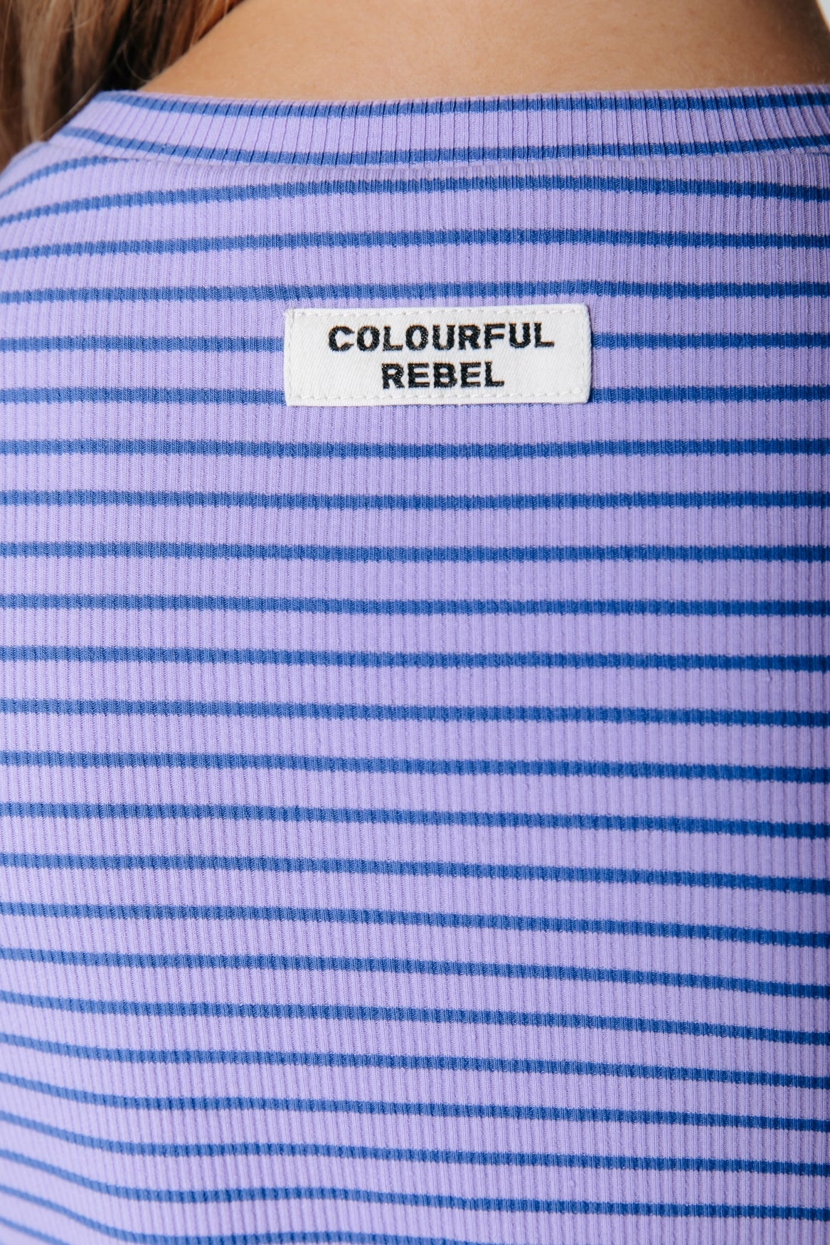 Jessie Rib Mini Stripe Longsleeve | Purple/Dark Purple