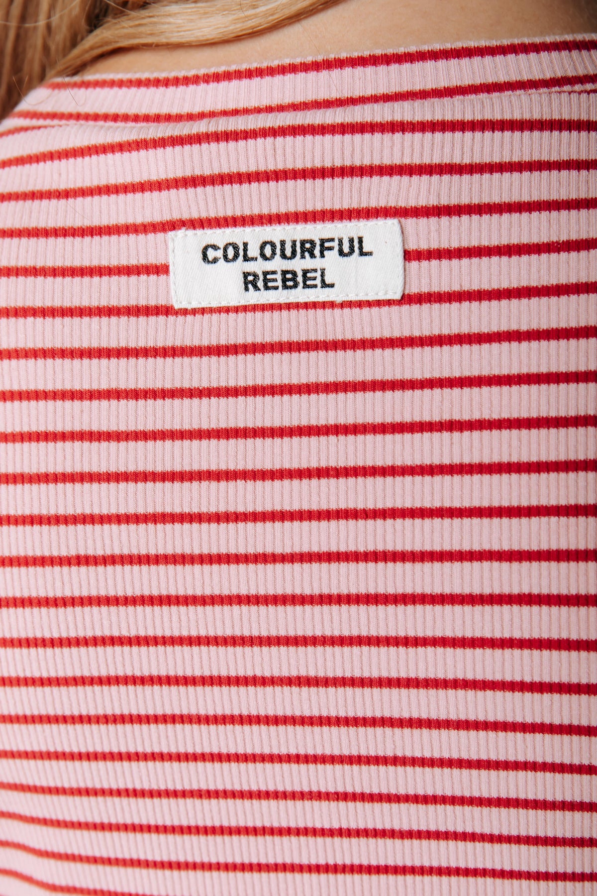 Jessie Rib Mini Stripe Longsleeve | Pink / Red