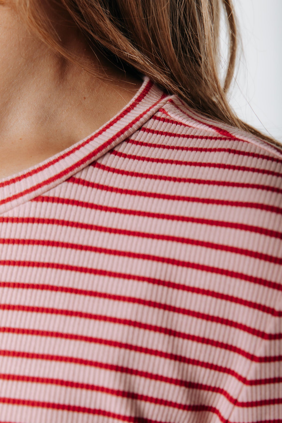 Jessie Rib Mini Stripe Longsleeve | Pink / Red