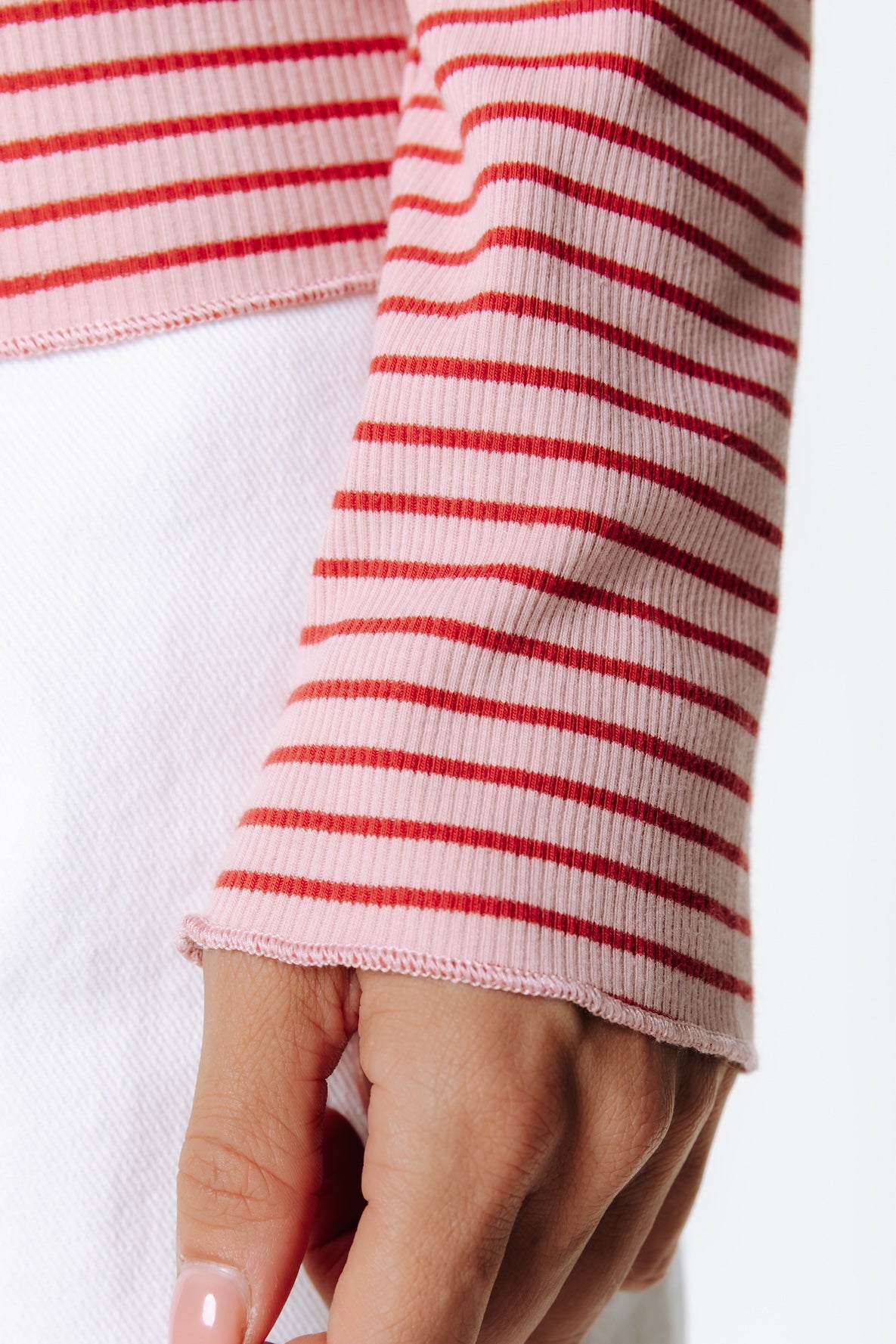 Jessie Rib Mini Stripe Longsleeve | Pink / Red