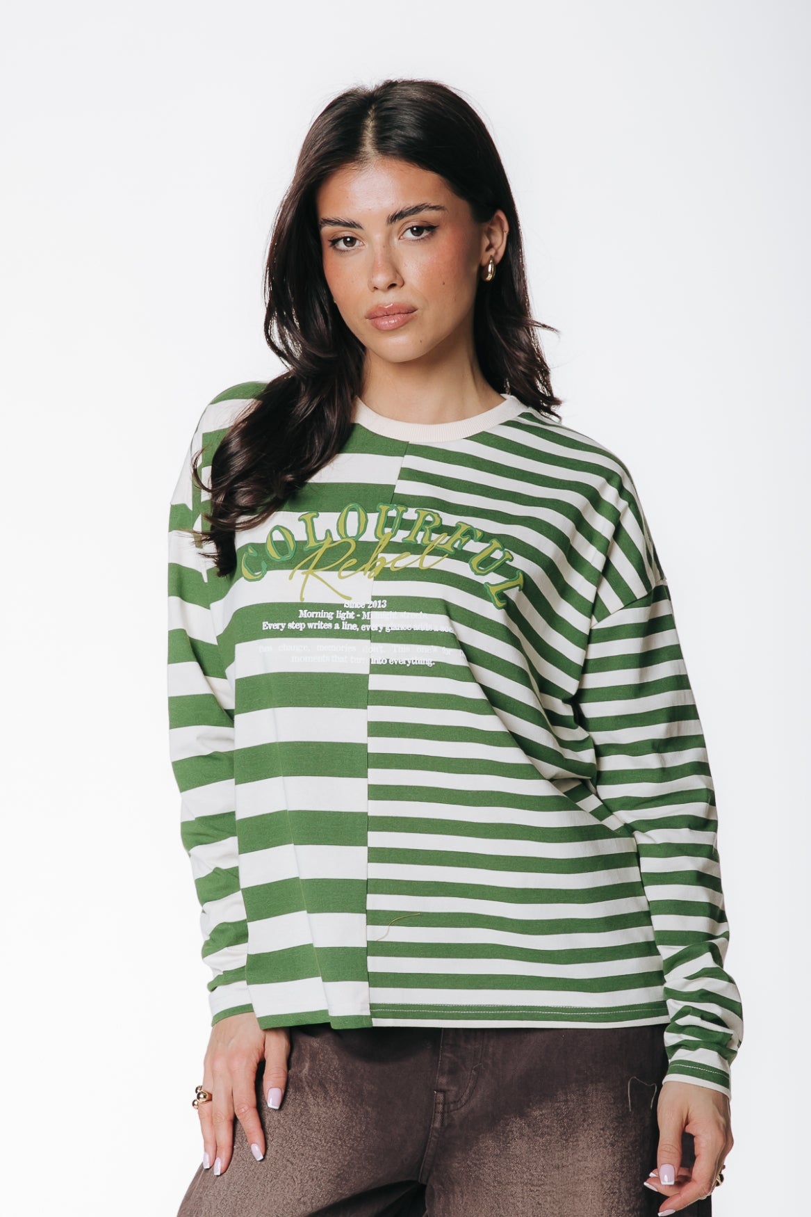 Tonal Two Striped Longsleeve | Green / White