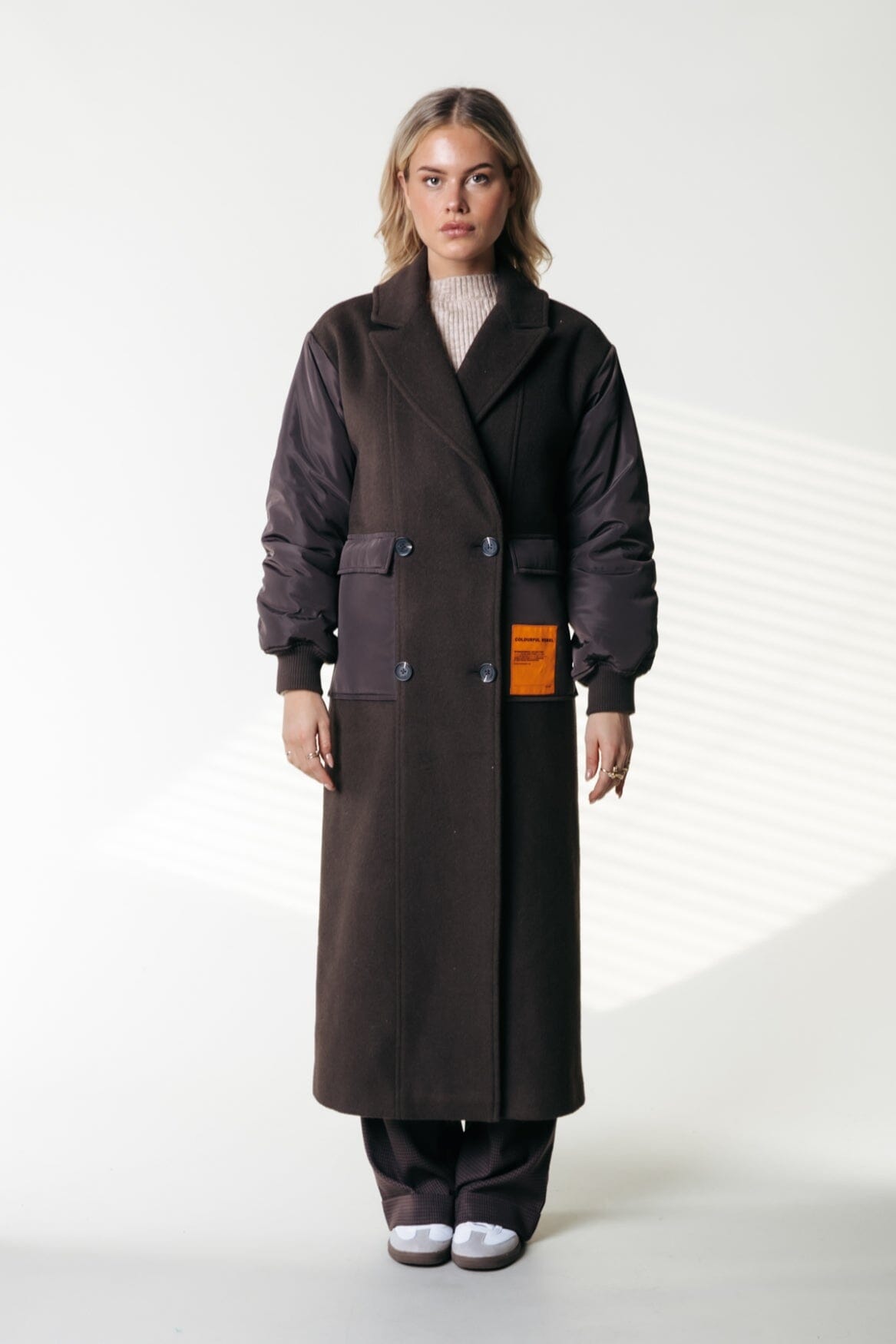 Colourful Rebel Ada Wool Long Coat | Cacao 