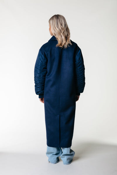 Colourful Rebel Ada Wool Long Coat | Navy 