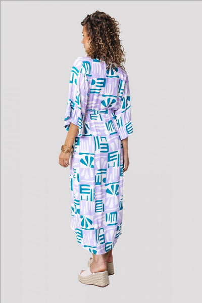 Colourful Rebel Alice Tiles Wrap Dress | Pastel Lilac 