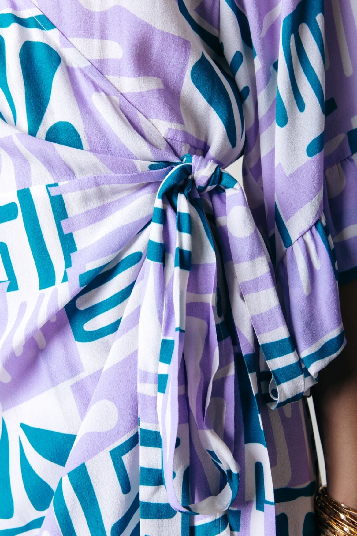 Colourful Rebel Alice Tiles Wrap Dress | Pastel Lilac 