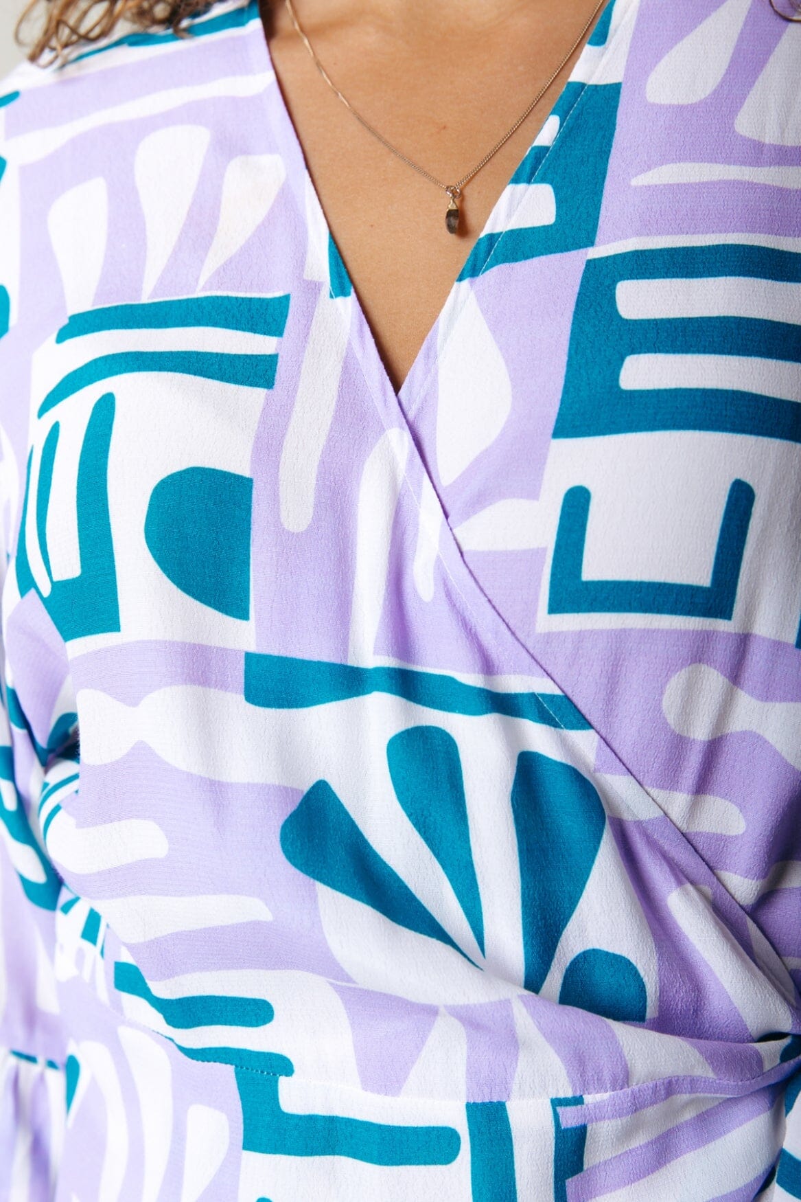 Colourful Rebel Alice Tiles Wrap Dress | Pastel Lilac 