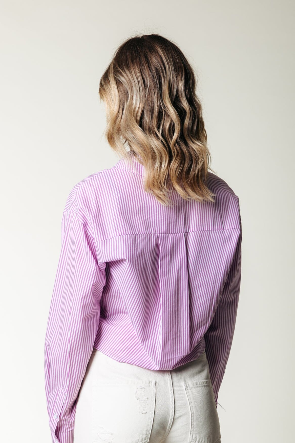 Colourful Rebel Aliya Stripe Boxy Blouse | Orchid Pink 