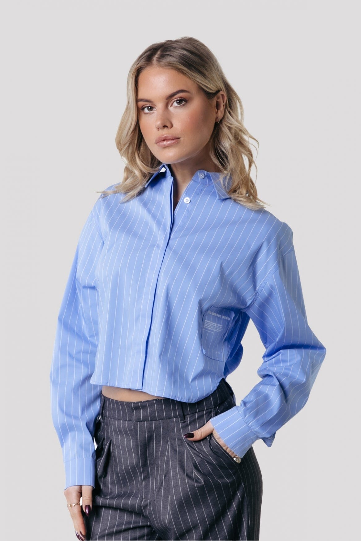 Colourful Rebel Aliya Striped Boxy Blouse | Blue 8720867042969