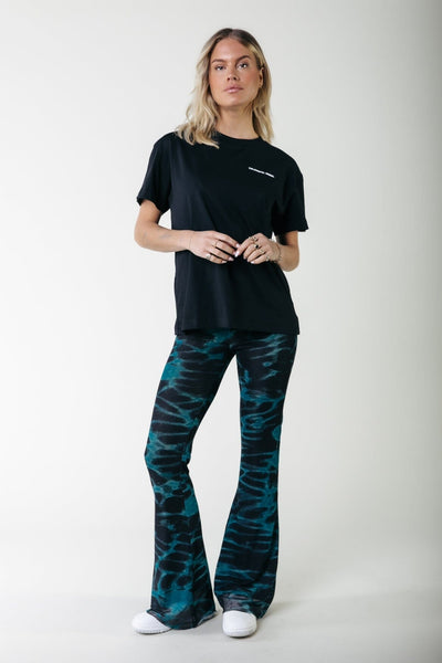 Colourful Rebel Animal Mesh Flare Pants | Storm green 8720867051374