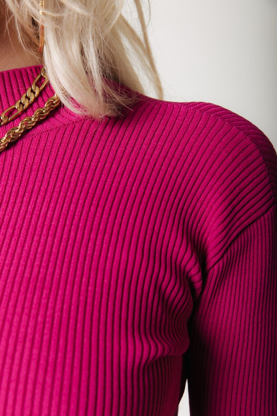 Colourful Rebel Aspen High Neck Knitted Dress | Fuchsia 