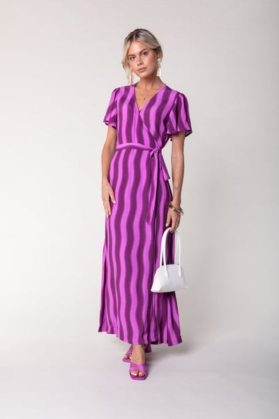 Colourful Rebel Ava Stripes Wrap Dress | Purple 8720867037484