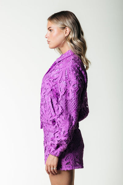 Colourful Rebel Bente Lace Jacquard Bomber Jacket | Pink 