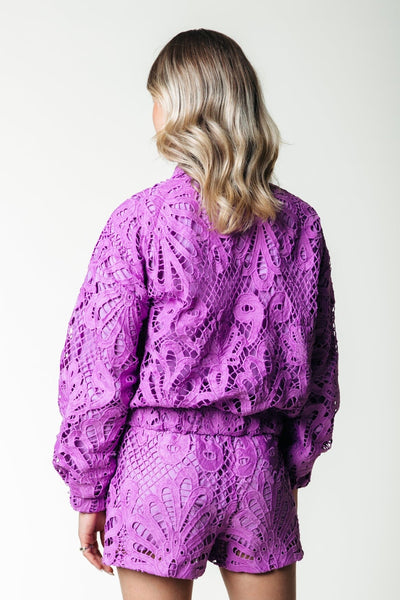 Colourful Rebel Bente Lace Jacquard Bomber Jacket | Pink 