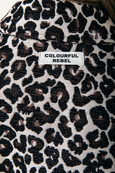 Colourful Rebel Bente Leopard Jacquard Bomber Jacket | Brown 