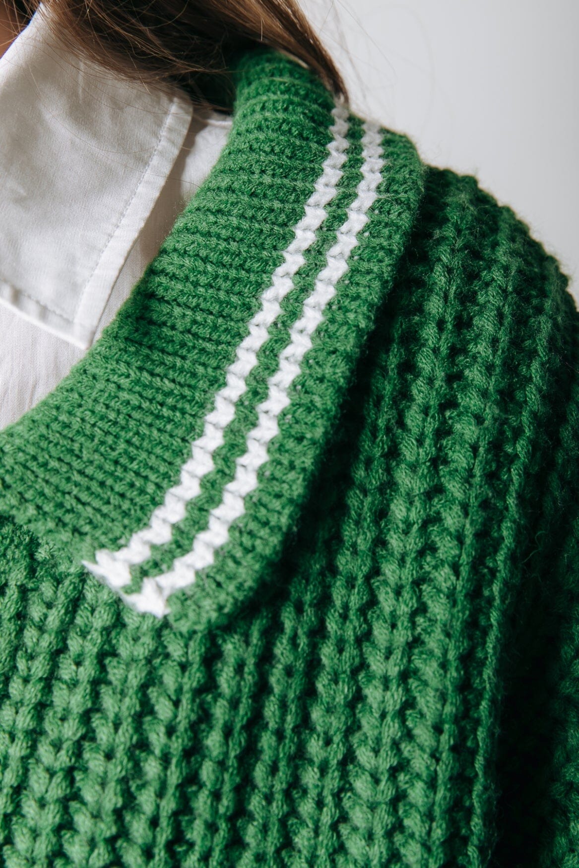 Colourful Rebel Bobby Collar Knit | Deep Green 