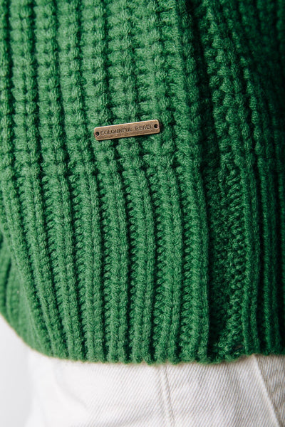 Colourful Rebel Bobby Collar Knit | Deep Green 