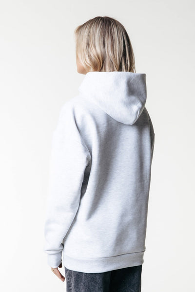 Colourful Rebel Bold Embro Logo Hoodie | Light grey melange 