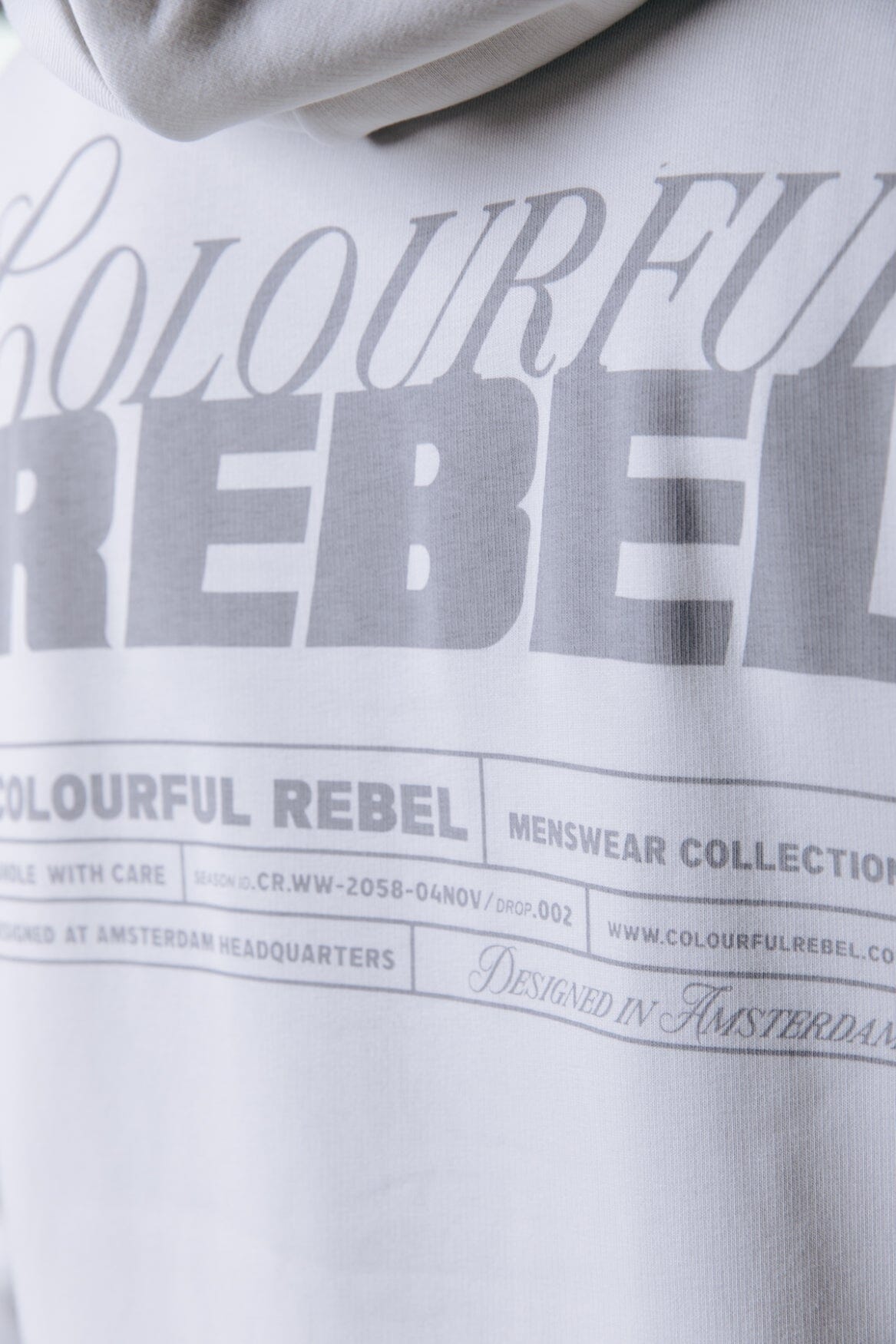 Colourful Rebel Box Logo Relaxed Clean Hoodie | Smoke Grey 