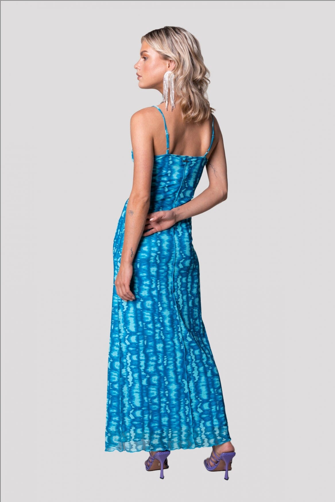 Colourful Rebel Caia Mesh Maxi Dress | Light turquoise 