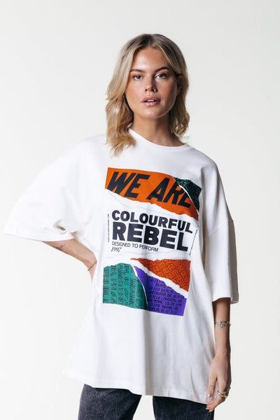Colourful Rebel Colourful Rebel Oversized Tee | Off white 8720603298735