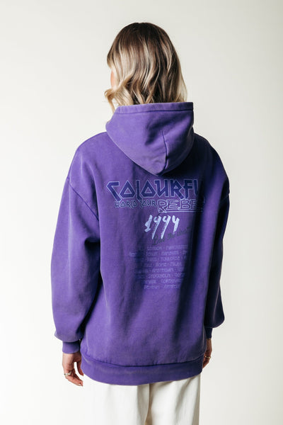 Colourful Rebel Concert Acid Wash Clean Hoodie | Liberty Purple 8720867056058