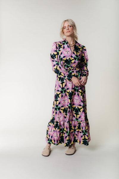 Colourful Rebel Davina Graphic Flower Maxi Dress | Candy Pink 8720867023111