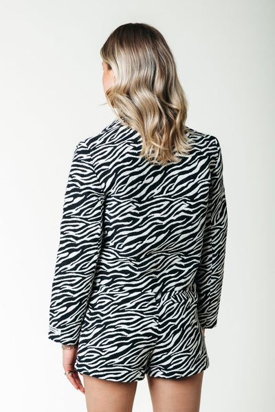 Colourful Rebel Dente Zebra Jacquard Blazer | Black/white 