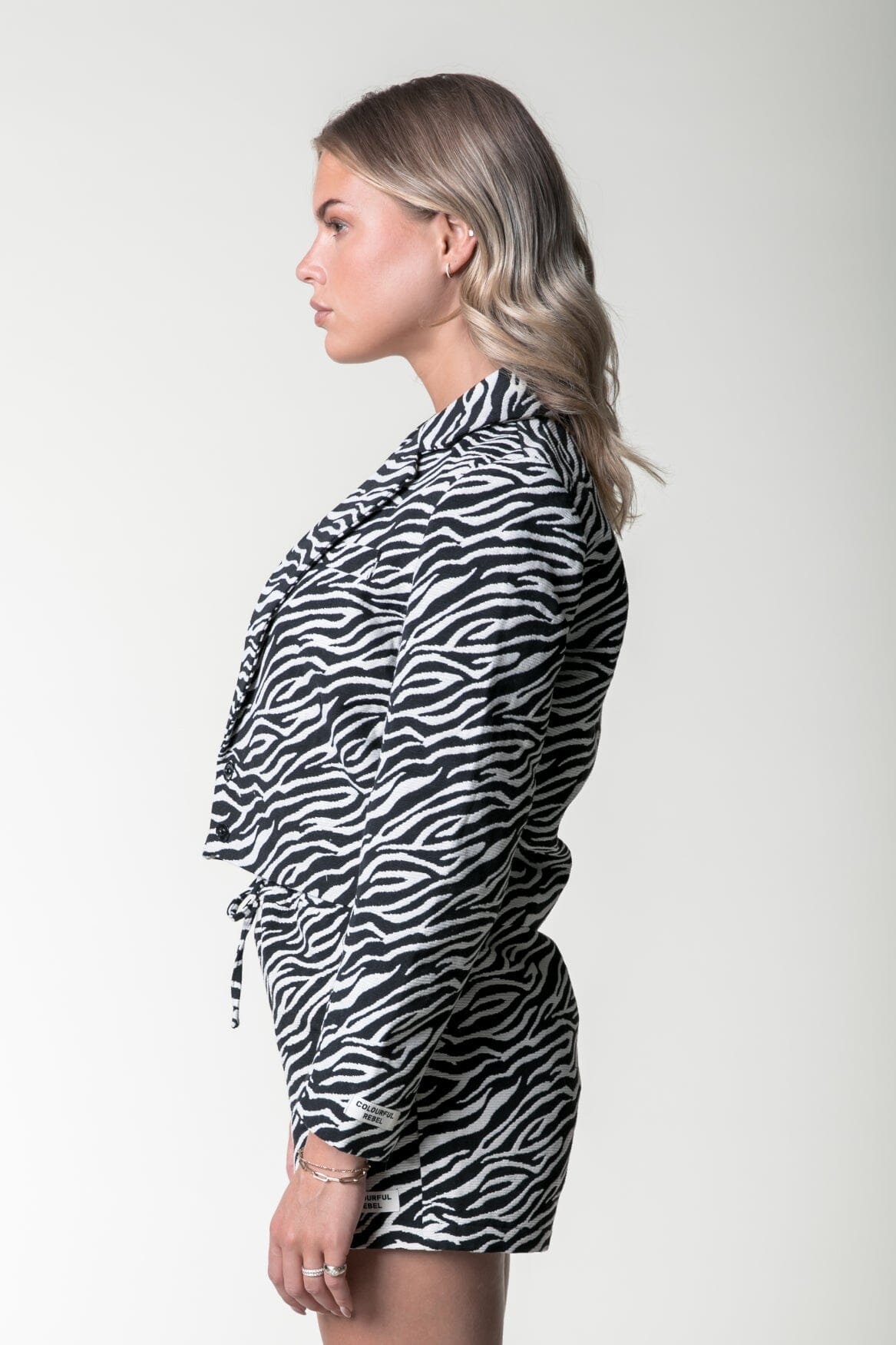 Colourful Rebel Dente Zebra Jacquard Blazer | Black/white 