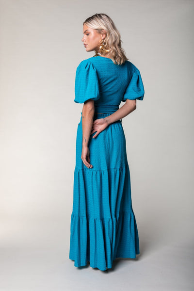 Colourful Rebel Dewi Knitted Structure Smock Maxi Skirt | Dark turquoise 
